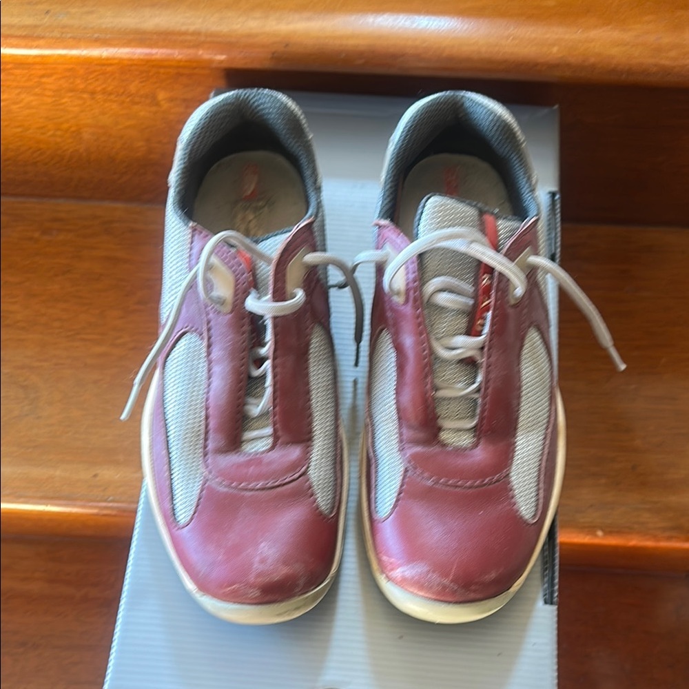 Prada Linea Rossa Women’s Red and Gray Sneakers Size 40